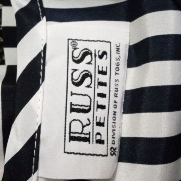 Vintage Russ Petites blue white stripes long sleeve light weight blouse small - Picture 6 of 7